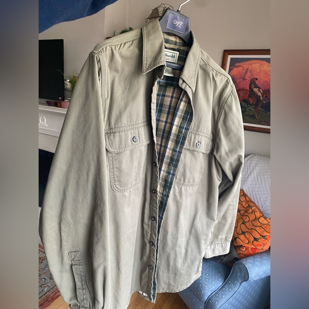 LL Bean Flannel Lined Canvas Shirt Jacket